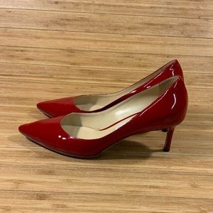 Jimmy Choo Red Shiny Patent Romy Pointy Toe Pumps